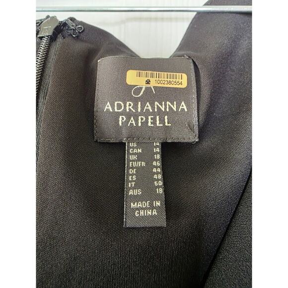 ADRIANNA PAPELL Womens Black Gathered Short Sleeve Surplice Neckline Cocktail Wi - Picture 9 of 16